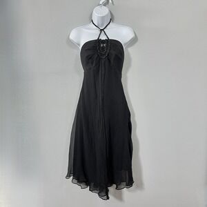Nicole Miller Silk Dress Size 12 Black Chiffon Babydoll Flowy Whimsigoth Fairy‎
